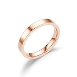 Banemi Mens Rings Aesthetic, 3mm Thin Couple Ring Stainless Steel Rose Gold Mens Wedding Bandssize N 1/2