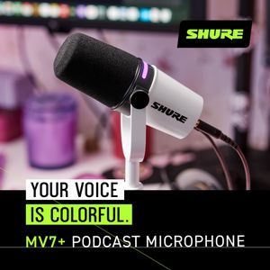 Shure MV7+ Podcast Microphone – White USB/XLR Dynamic Mic