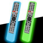 2 Pack Silicone Case for Sony RMF-TX600U RMF-TX500U Remote Control [Anti-Slip] Protective Cover for Sony RMF-TX621U RMF-TX520U Voice Remote Case Sleeve Holder Protector Skin-Glow Blue, Glow Green