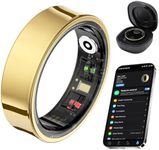 AMOVAN Smart Ring for Women Men, Fitness Tracker with Heart Rate, Blood Oxygen, Sleep Monitor, Steps,Calories, No Subscription Fee,IP68 Waterproof Smart Ring for iPhone & Android (Gold, #9)