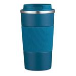 Wosta Insulated Travel Coffee Mug 2.0 | Double Wall Vacuum Stainless Steel Fat-Bottomed Coffee Cup Tumbler with Spill Proof Flip Lid for Hot and Ice Beverages (Blue Color, 380 Ml)