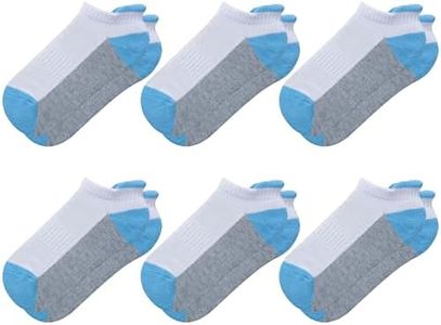 Sunew Toddler Socks Girls, 6 Pairs Boys Ankle Athletic Socks for Big Little Kids Half Cushioned Daily Low Cut Socks,6-Pair Blue 11+ Years