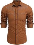 COOFANDY Mens Western Long Sleeve S