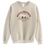 Hello Brother Mystic Falls Virginia Sweatshirt - Salva.tore Vampire Dia.ries Sweatshirt, Sand, Medium