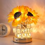 Sunflowers Flower Lamp Touch Lamp,Rechargeable Cordless Table Lamp, 3-Colour Infinitely Dimming Battery Powered Small Night Light for Valentine Day,Mothers Day,Xmas,Birthday