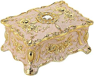 Hipiw Vintage Jewelry Organizer Box - Metal Trinket Storage Box Ornate Treasure Chest Box Jewelry Decorative box Keepsake Gift Box Case for Women Girls,4.9"x3.4"x2.7"