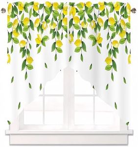 AYTTBIS Lemon Swag Curtain Valance for Windows,Yellow Green Window Treatments Short Swag Topper for Kitchen Windows Bathroom Bedroom,36 x 63 Inch, 1 Pair