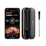 INKBIRD Wireless Bluetooth Meat Thermometer INT-11P-B Truly Wireless BBQ Thermometer 2-in-1 Food Thermometer 91m/300ft App Control with Smart Temperature Alarms Ideal for Cooking Oven Grill