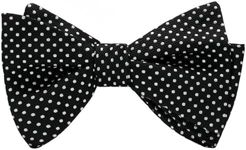 iHomor 100% Silk Mens Bowtie Self Tie Bow Tie Bowtie Tuxedo Wedding Solid Color Formal Bow Ties for Man Many Colors (blackdots)