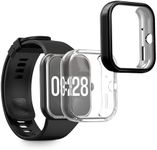 kwmobile Case Compatible with Xiaomi Redmi Watch 4 Case - 2X TPU Silicone Fitness Tracker Cover - Transparent/Black