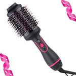 Hair Dryer Brush-Hot Air Brush with Blow Dryer Brush One-Step Hair Dryer and Volumizer, Air Curler, Hair Dryer, Hair Straighteners, Hair Wrapper,4 in 1 Hot Air Styling Brush(Pink Black)