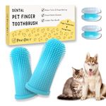 PawsOnlyUK Dog Toothbrush & Cat Toothbrush | Set of 2 with Storage Cases | Dog Finger Toothbrush | Cat Dental Care | Dog Teeth Cleaning Products | Nontoxic Silicone Dog Plaque Remover (Blue)