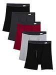 Fruit of the Loom Men's No Ride Up Boxer Brief Underwear, Covered Waistband-5 Pack, L (Pack of 5)