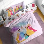 Sunny Side Up Disney Princess Full Comforter Set - 7 Piece Kids Bedding Includes Comforter, Sheets & Pillow Cover - Super Soft Rainbow Stars Microfiber Bed Set