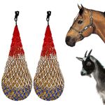 Majestic Ally 2 pcs Ultra Slow Feed 1.5"x1.5" Holes 40” Hay Net for Horses and livestocks. (Patriotic)