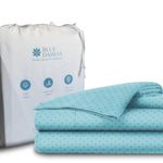 Blue Dahlia 300 TC Cotton Flat Bedsheet for Double Bed, Sateen Weave King Size Bed Sheet Swiss Dot, 1 Flat Sheet (108"x108") & 2 Pillow Covers (18"x28") Bedding Set Oeko-TEX Certified- Blue Fog