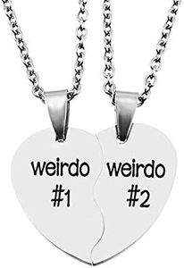 Weirdo Necklaces for 2 Best Friend Necklaces BFF Friendship Birthday Christmas Gifts Split Heart Weirdo 1 Weirdo 2 Necklaces