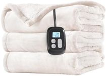 LaffyLo Electric Heated Blanket Full Size 72 x 84, Fast Heating Blanket, Dual-Sided Flannel Sherpa, 10 Heat Settings, 1-12 Hour Auto Off, Machine Washable, White