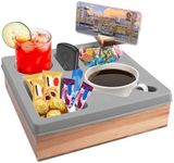 Couch Snack Tray Box, Wooden Couch Organizer Tray, Square Snack Bowls, Table Stand Holder Tray, as Beer Gifts for Men, Snack Bar Sofa Butler Organizer for Drinks, Remotes, Phones, Snacks