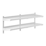 Royal Catering Stainless Steel Wall Shelf Kitchen Shelf Commercial Kitchen 2 Shelves 40x150cm RCWR-1500.4 (Shelf Thickness 3.5cm, Load Capacity/Shelf 20kg)