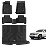 3W Floor Mats and Cargo Liner Compatible for Benz GLC 2016-2022, TPE All Weather Custom Fit Floor Liner and Cargo Mats 1st 2nd Rows Car Mats and Trunk Liner Black