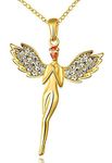 Valentine Gifts :YouBella Gracias Collection Lucky Angel Crystal Jewellery Pendant Set/Necklace Set for Girls and Women (Gold)