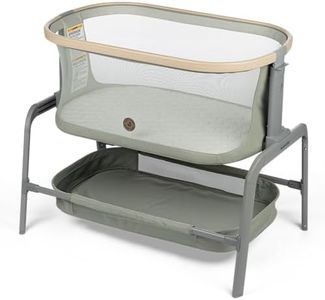 Maxi-Cosi Iora Baby Bassinets Bedside Sleeper, Portable Bassinet, Infant Bedside Sleeper Crib, Height Adjustable, Breathable Mesh, Large Storage Basket, Classic Green