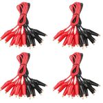 40PCS Alligator Crocodile Clips Electrical Test Leads Dual Ended Jumper Wires Insulated Cable for Circuit Connection Electrical Testing 50cm Red & Black