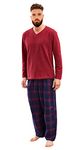 i-Smalls Men's Newquay Warm Winter Fleece Pyjama Set (L) Red