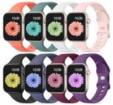 Lerobo 8 Pack Bands Compatible with Apple Watch Strap 38mm 40mm 41mm Women Men, Soft Silicone Sport Replacement Wristband Bracelet Compatible with iWatch Ultra Series10(42mm) 9 8 7 6 5 4 3 SE 2 1