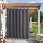 NICETOWN Outdoor Curtain for Patio Waterproof Public Separator, Rustproof Top & Bottom Grommet Windproof Thermal Insulated Blackout Privacy Outdoor Drape for Gazebo, Grey, 1 PC, W100 x L95