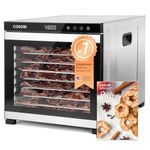 COSORI Food Dehydrator for Jerky, 10 Trays, 16.2ft² Drying Space, 165°F Temperature Control, 48H Timer, 1000W Dehydrator Machine, Stainless Steel, for Herbs, Fruit, Meat, and Yogurt, Silver