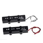 Wilkinson M-series WOJB Variable Gauss Alnico 5 Jazz Bass Neck and Bridge Pickups Set Vintage Tone for 4-string JB Style Electric Bass, Black
