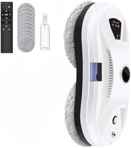 Eznaobo Fensterputzroboter mit Sprühfunktion, 5600Pa Fensterreiniger Roboter Automatischer, Elektrischer Fensterputzer Fernbedienung für Innen- und Außenfenster, 10x Lappen (White)
