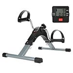 Shoze Pedal Exerciser with LCD Display Mini Exercise Bike Portable Folding Home Arm and Leg Trainer Adjustable Resistance Fitness Exercise Equipment for Women and Men