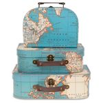 Jewelkeeper Paperboard Suitcases, Set of 3 ââ‚¬â€œ Nesting Storage Gift Boxes for Birthday Wedding Easter Nursery Office Decoration Displays Toys Photos ââ‚¬â€œ Vintage World Map Design