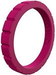 QALO Women's Rubber Silicone Ring, Step Stackable, Wedding Ring for Women, Breathable, Durable Engagement Silicone Band, 3mm Wide 2mm Thick, Pink Topaz, Size 9