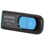 ADATA AUV128-64G-RBE UV128 64 GB High-Speed USB 3.0 Capless USB Flash Drive, Blue/Black