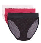 Warner's Women's Blissful Benefits Dig-Free Comfort Waistband with Lace Microfiber Hi-Cut 3-Pack 5109w Underwear, Lk/Sangria/Black W/Ladybug Dot Print, S