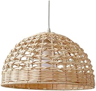 Fenteer Rattan Lampshade Rattan Basket Chandelier Lamp Shade Woven Lampshade Weaved Wicker Pendant Light Cover for Teahouse Dining Room Cafe Bedroom