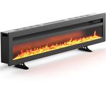 FIDOOVIVIA 60"/152cm Electric Fireplace Recessed Media Wall Inset, Electric Wall Mount Fireplace Free Standing with 9 LED Colour Flame Effect & 5 Brightness, 900W/1800W Heater, Remote Control, Black