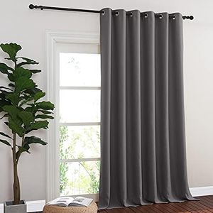 NICETOWN Sliding Glass Door Curtain Drape, Grommet Thermal Insulated Blackout Patio Door Curtain Panel for Bedroom/Pergola (Gray, 1 Panel, W80 x L108)