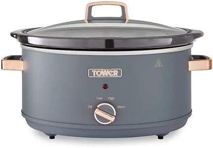 Tower T16043GRY Cavaletto 6.5 Litre Slow Cooker with 3 Heat Settings, Cool Touch Handles, Grey and Rose Gold