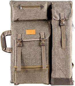 TRANSON Art Portfolio Case Artist Backpack Canvas Bag Large 26” x 19.5” Khaki Color