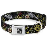 Buckle-Down Born to Raise Hell Closeup Black Dog Collar Bone, Wide Small/13-18