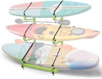 Rockland Kayak Storage Rack, 300 LBS Capcaity for 3 Kayaks, 48" x 56" x 82", Heavy Duty Freestanding Kayak Stand for Kayaks, SUPs, Canoe and Paddleboard Kayak Rack for Indoor Garage and Outdoor Use
