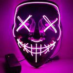 Halloween Light Up Mask LED Mask EL Wire Scary Mask for Halloween Festival Party,Masquerade Cosplay Light Up Face Mask for Men Women Kids (Purple)