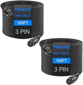 100 FT DMX Cable 2 Pack, Palujorty Coiled 3 Pin DMX Cable with Velcro for DJ DMX Lighting System