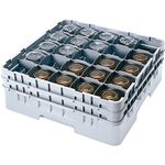 Cambro 25S418-151 4-1/2-Inch Camrack Plastic Stemware and Tumbler Glass Rack with 25 Compartments, Full, Soft Gray