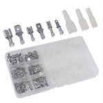 Paor 240pcs Male Female Spade Connector Wire Crimp Terminal Block with Insulating Sleeve Assortment Kit 2.8mm 4.8mm 6.3mm